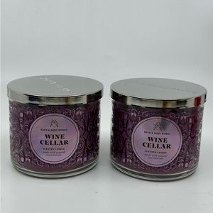 Bath & Body Works WINE CELLAR 3 Wick Candle X2 with Essential Oils NEW FRESH